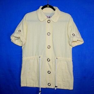 AMX Seersucker Stripe Jacket / Tunic - Women's Size S - Yellow & White